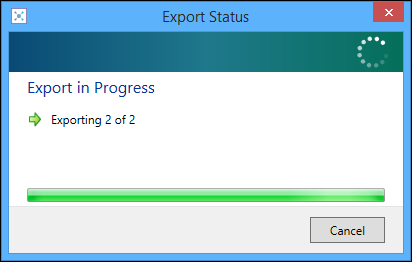 Export Status window